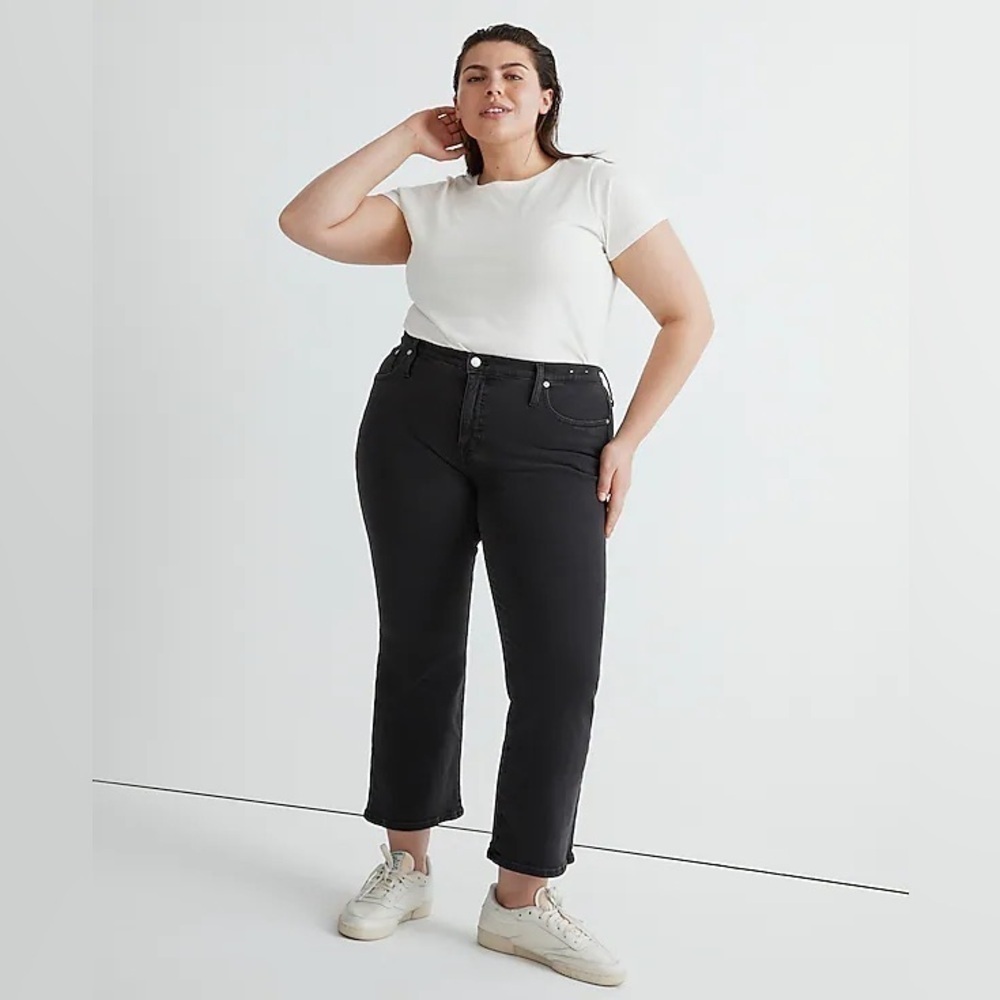 MADEWELL jeans Mid-Rise Kick Out Cropped everyday casual Black‎ Starkey Wash 30